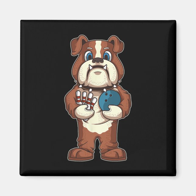 Aimant Mascotte de bowling Bulldog Cadeau pour amateur de (Devant)