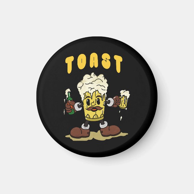 Aimant Mascotte de toast à la bière (Devant)