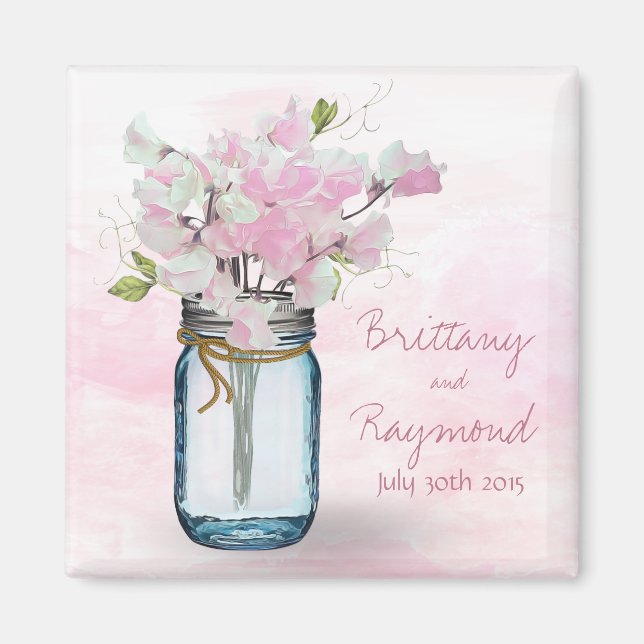AIMANT MASON JAR WATERCOLOR ROSE POIS DOUX (Devant)