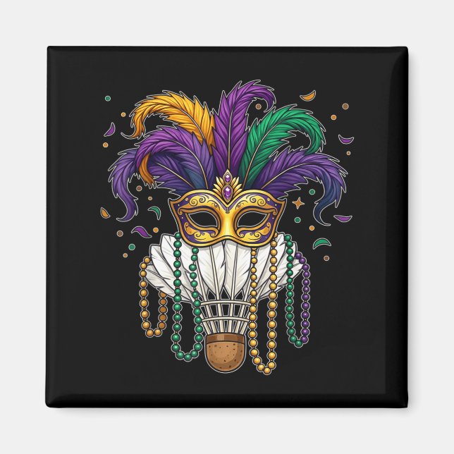 Aimant Masque de Mardi Gras de badminton drôle perles pou (Devant)
