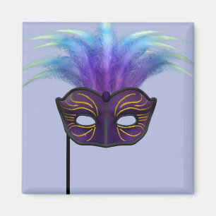Aimant Masque de mascarade violet pour la fête du carnava