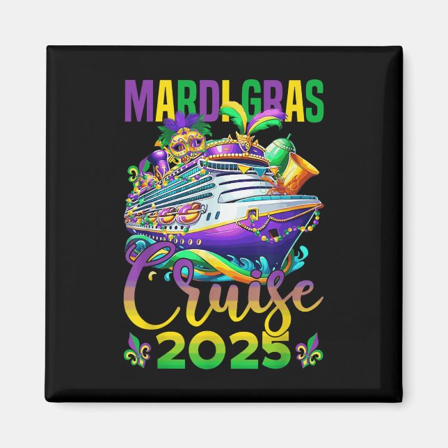 Aimant Masque de perles de croisière drôle Mardi Gras 202 (Devant)