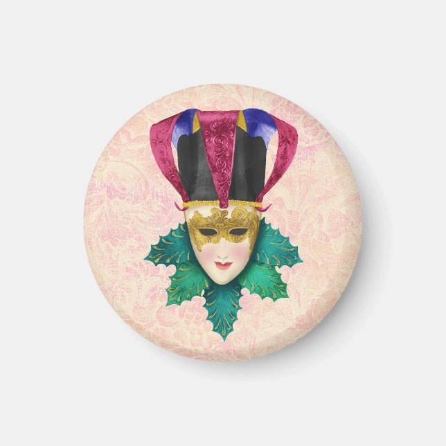 Aimant Masque Jester avec détail or orné (Devant)
