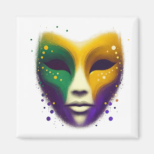 Aimant Masque Mardi Gras jaune violet