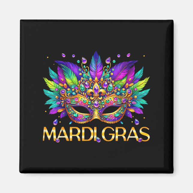 Aimant Masque Mardi Gras Perles Carnaval Femmes Fille Enf (Devant)