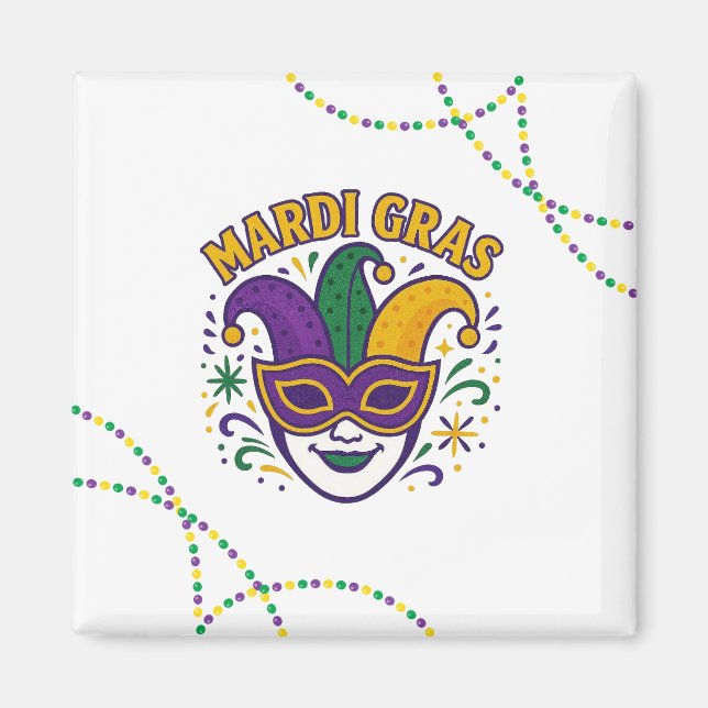 Aimant Masque traditionnel aux couleurs du Mardi Gras (Devant)