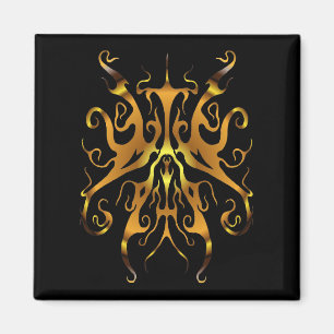 Aimant Masque Tribal Abstrait au Design Élégant en Or