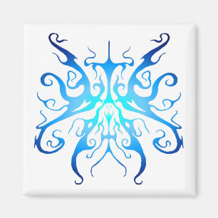 Aimant Masque Tribal Bleu Élégant Design Abstrait