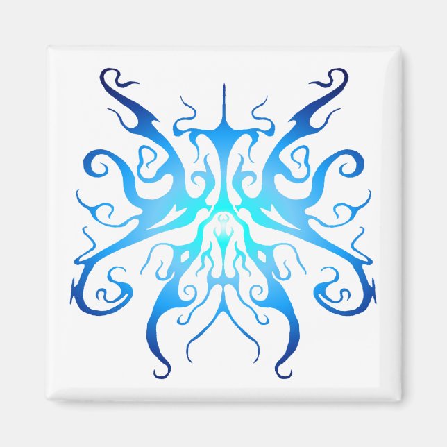 Aimant Masque Tribal Bleu Élégant Design Abstrait (Devant)