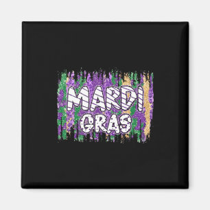 Aimant Masque vintage Mardi Gras Perles Groovy Défilé