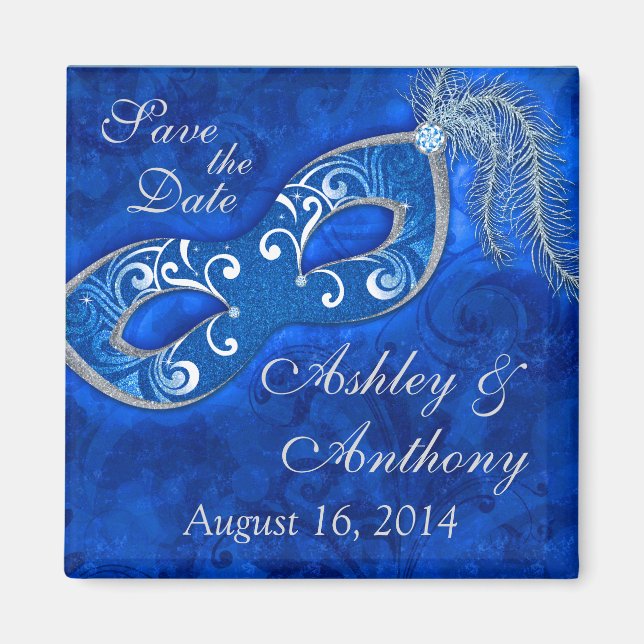 Aimant Masquerade Ball Mardi Gras Mariage Enregistrer la  (Devant)