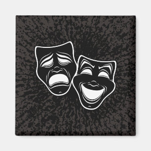 Aimant Masques de Comédie et de Tragédie Noir et Blanc In