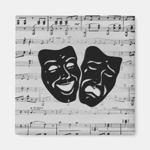 Aimant Masques de musique et de théâtre en argent