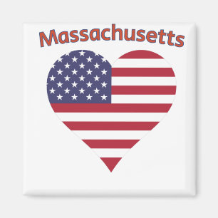 Aimant Massachusetts American Flag Heart