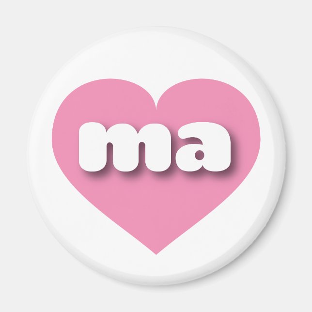 Aimant Massachusetts Coeur rose - I love ma (Devant)