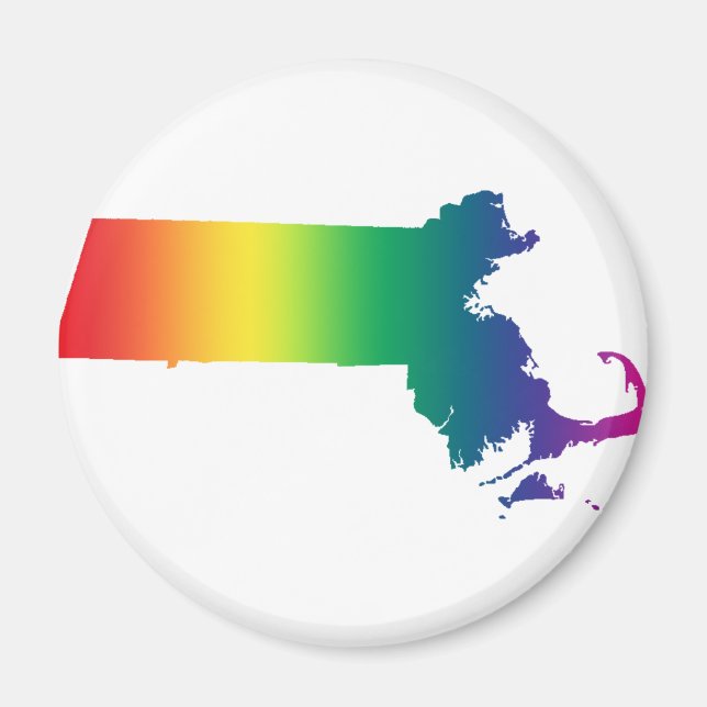 Aimant Massachusetts Gay pride arc-en-ciel égalité (Devant)