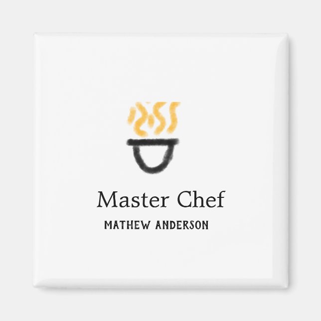 Aimant Master chef add name black pan yellow fire fume co (Devant)