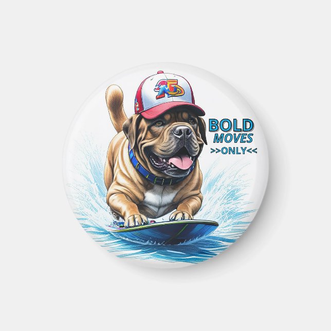 Aimant Mastiff Dogue anglais planche de surf vacances (Devant)