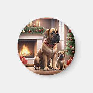 Aimant Mastiff Dogue de Noël Cheminée
