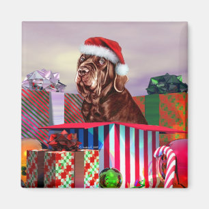 Aimant Mastiff Napolitain Noël Acajou
