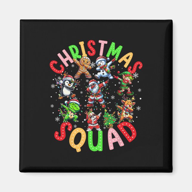 Aimant Match de Noël 2024 de l'équipe Père Noël Elf Squad (Devant)