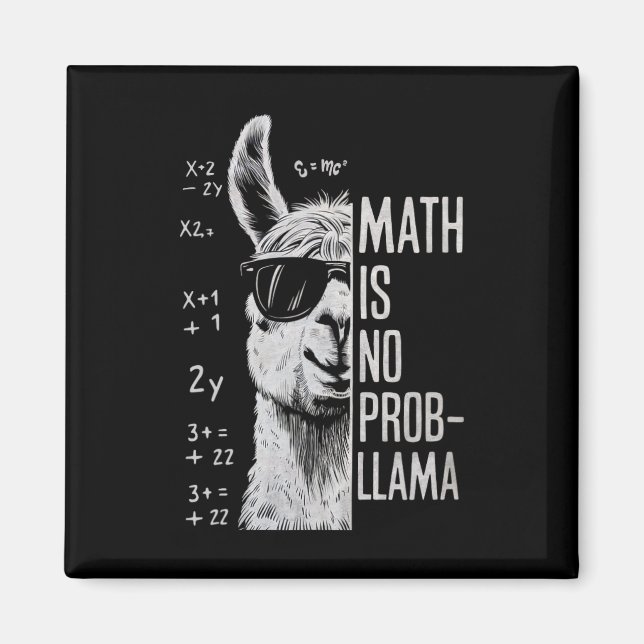 Aimant Math Is No Prob-llama Drôle Lama Homme Femmes  (Devant)