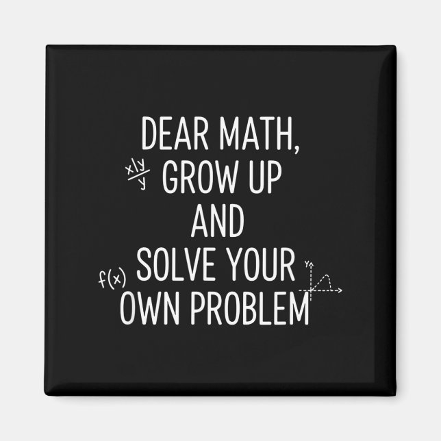 Aimant Mathématiques Cher Math, Grandis Et Résous Tes Pro (Devant)