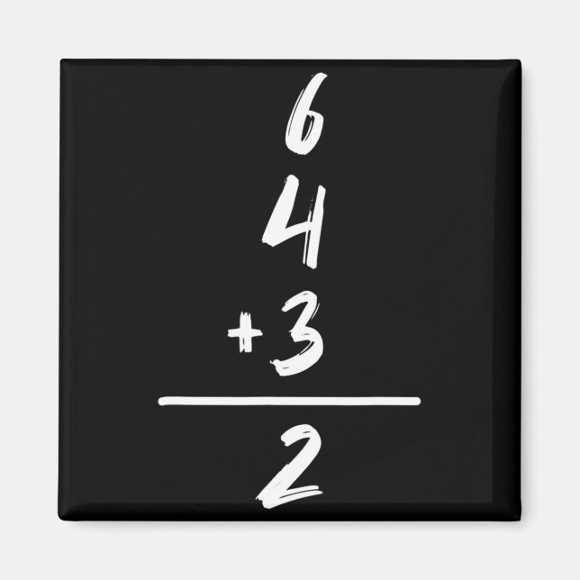 Aimant Mathématiques Inspirées du Baseball 6 4 3 2 Double (Devant)
