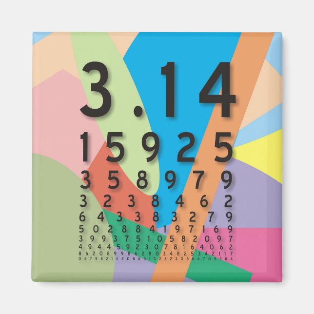 Aimant Maths : la constante mathématique colorée de Pi (Devant)