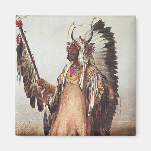 Aimant Mato-Tope, Un chef Mandan Portrait de Karl Bodmer