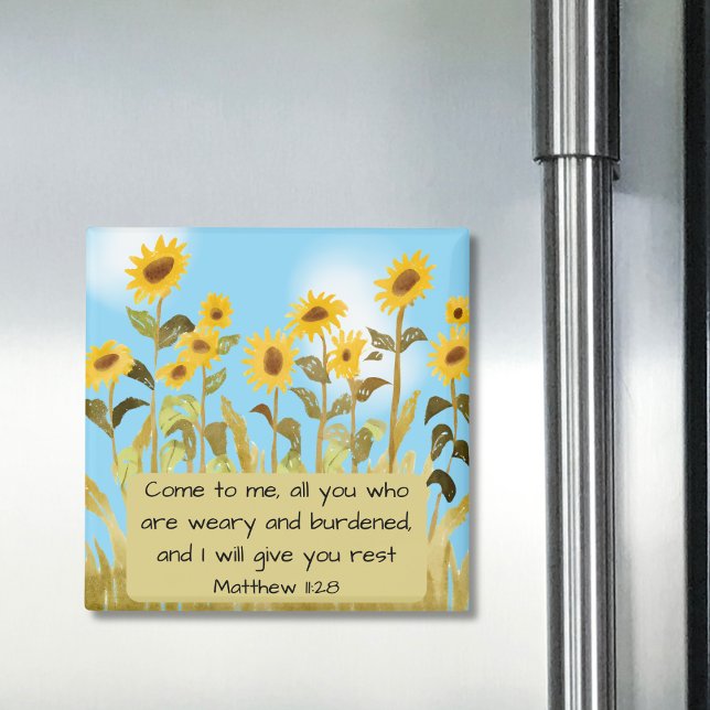 Aimant Matthew 11:28 Bible Verse Sunflower (Créateur téléchargé)