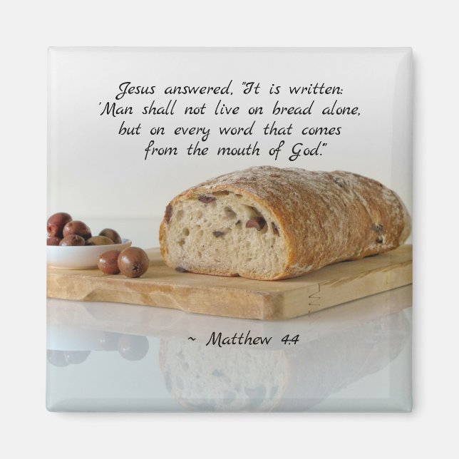 Aimant Matthew 4:4 On shall not live on bread alone (Devant)
