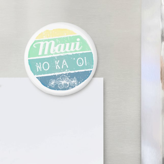 Aimant Maui No Ka Oi Typographie Vintage (Créateur téléchargé)