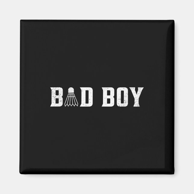 Aimant Mauvais Garçon Graphique Navette Joueur de Badmint (Devant)