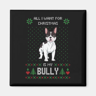 Aimant Mauvaise chemise de Noël Bully Chien Bouledogue Fr