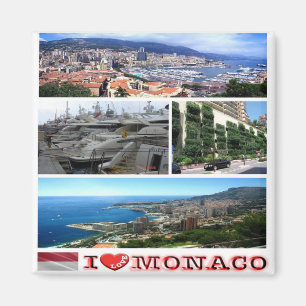 Aimant MC - Monaco - I Love - Collage Mosaïque