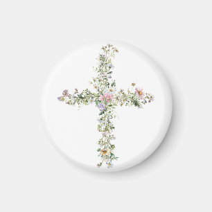 Aimant Meadow fleur sauvage cross Religieux chrétienne