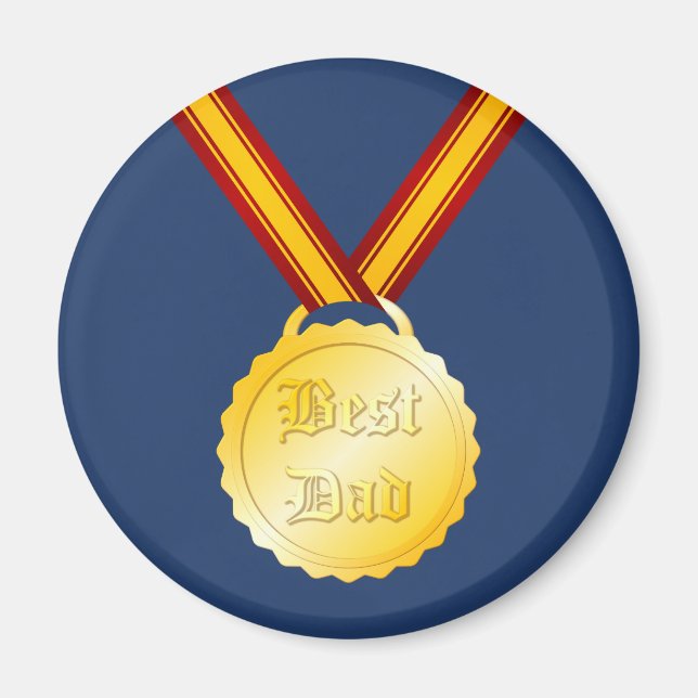 Aimant Médaille du meilleur papa Fête des pères (Devant)