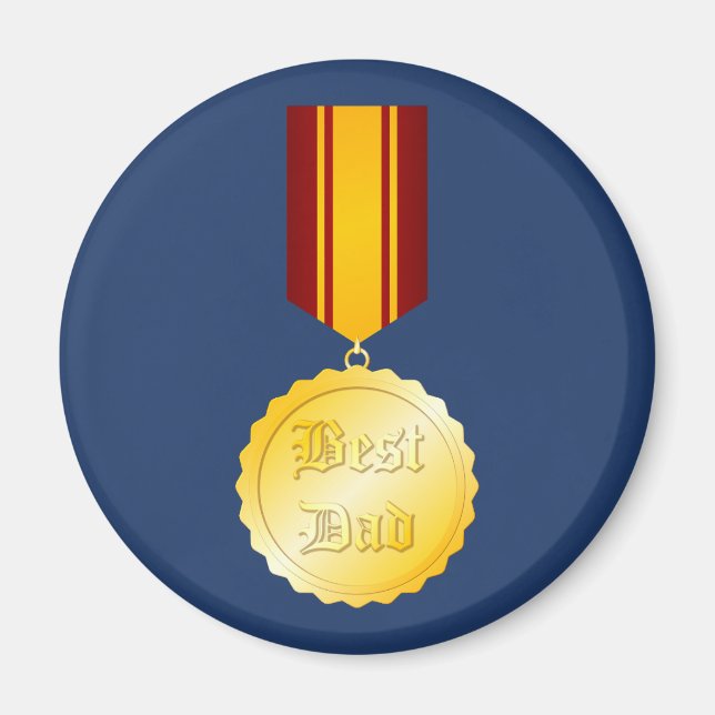 Aimant Médaille Meilleur Papa Broche Fête des Pères (Devant)