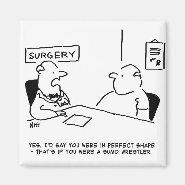 Aimant Médecin et patient en surpoids Obesity Sumo Cartoo (Devant)