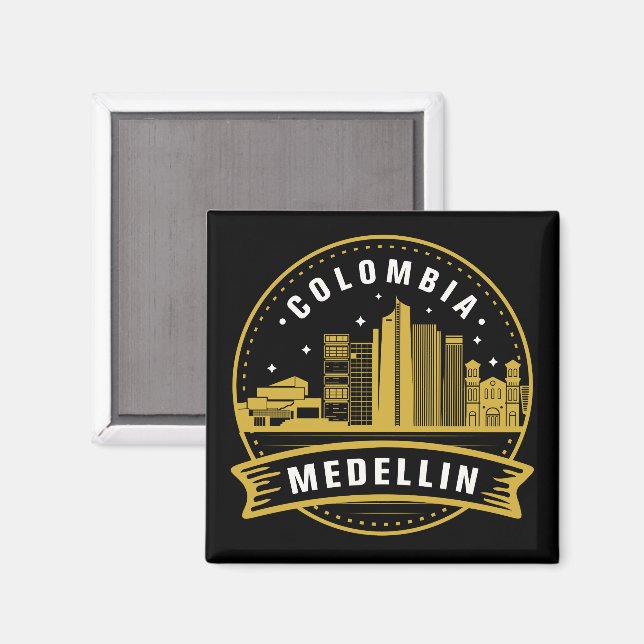 Aimant Medellin Colombie Cityscape Gold (Recto/Verso)