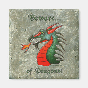 Aimant Médiéval prenez garde des dragons