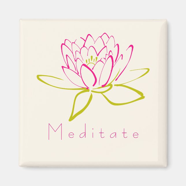 Aimant Meditate. Lotus Flower / Water Lily Illustration (Devant)