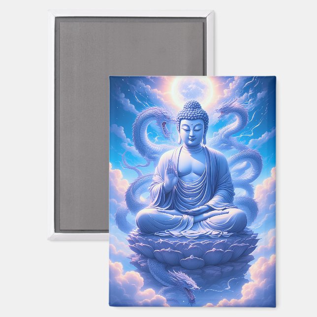 Aimant Méditation Bouddha Dragon Mystique (Recto/Verso)