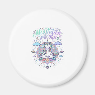 Aimant Méditation de licorne Licorne Fond Blanc Vecteur