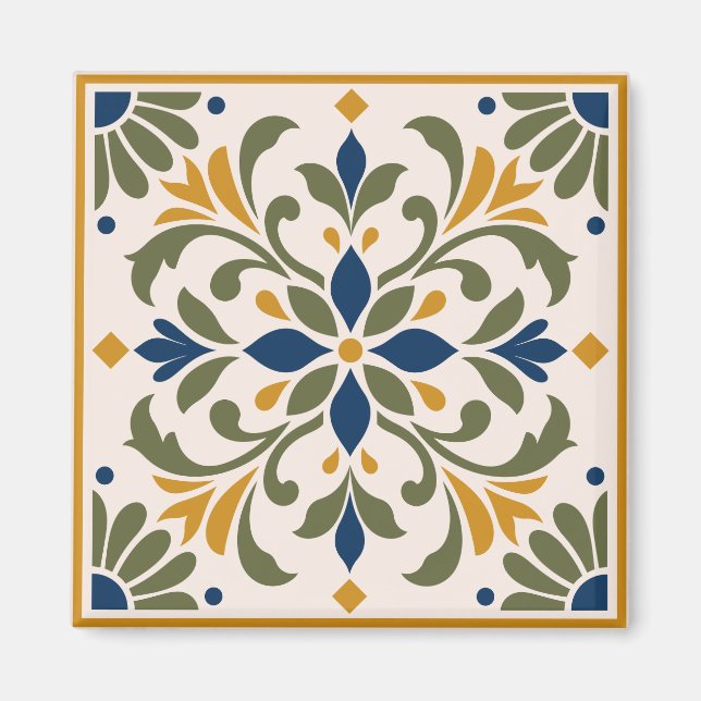 Aimant Mediterranean Botanical Tile (Devant)