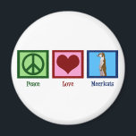 Aimant Meerkats d'amour pour la paix<br><div class="desc">Un signe de paix,  un coeur,  et un mignon meerkat. J'aime les cadeaux de Meerkats cool Peace Love.</div>
