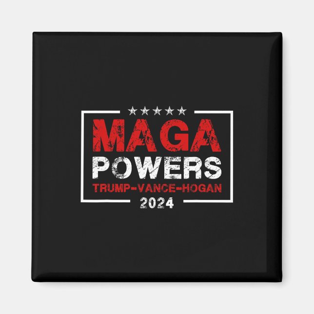 Aimant Mega Powers Trump Vance Hogan 2024 Patriotic Funny (Devant)