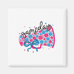 Aimant Mégaphone Floral de Jour de Match Cheer Footll Che