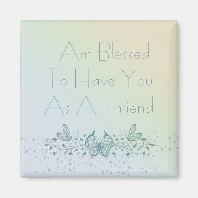 Aimant Meilleur Ami Beau Papillon Vert Bleu (Devant)